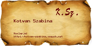 Kotvan Szabina névjegykártya